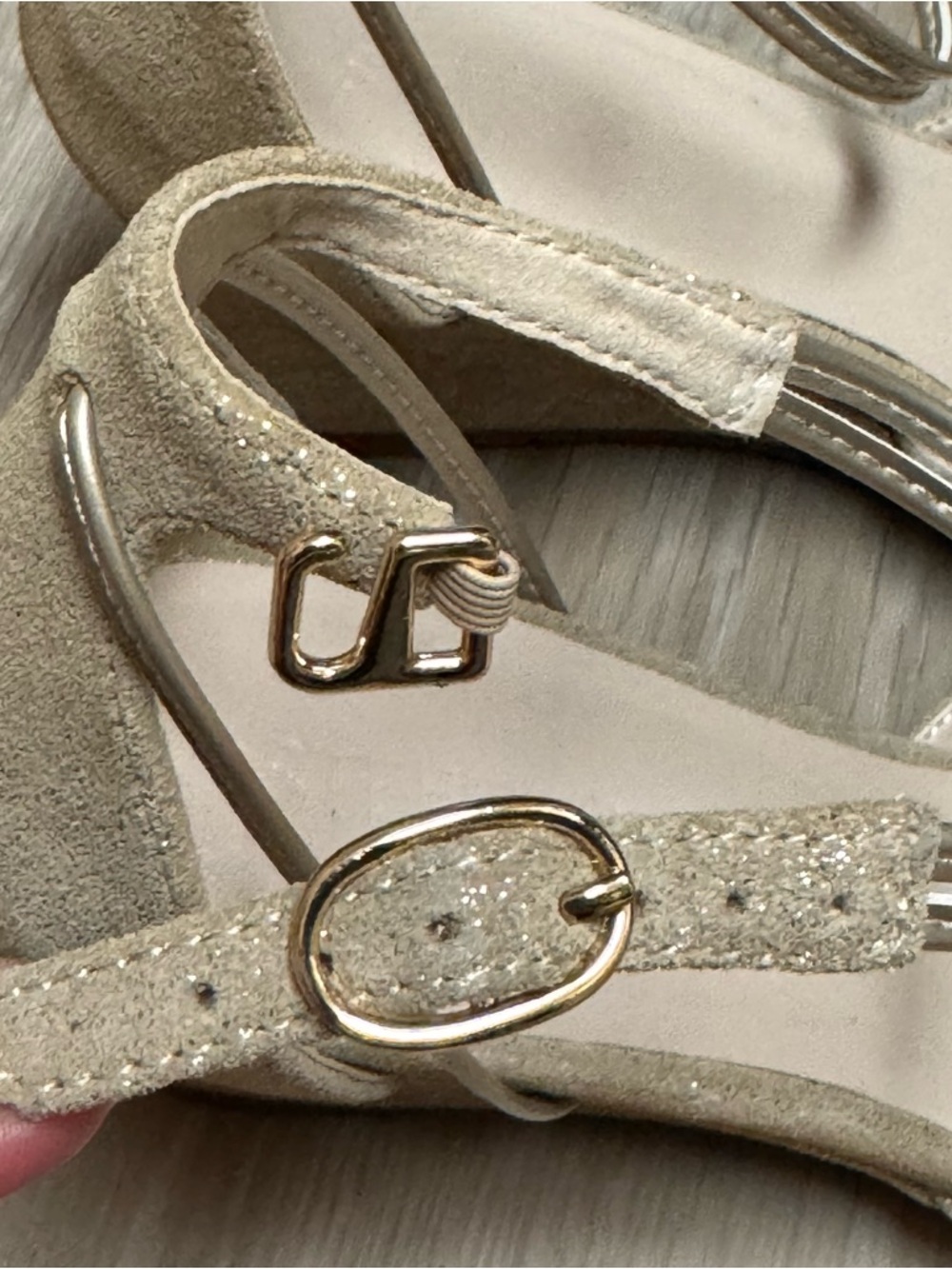 STEFFIE'S Gold Smarter Heels Landmark Palace Size 8.5 Suede Leather Shimmer - Picture 7 of 14